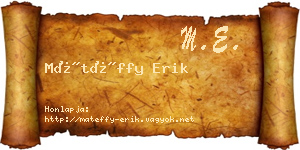 Mátéffy Erik névjegykártya